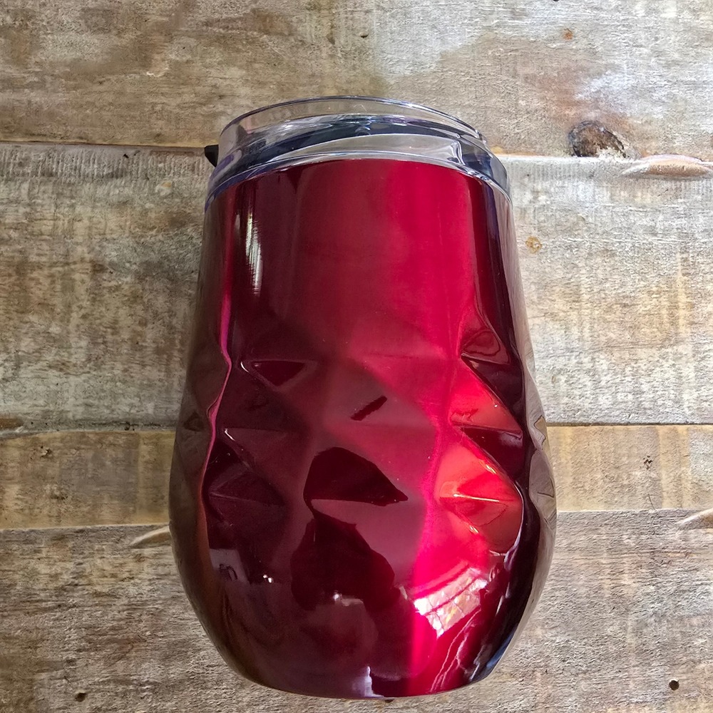 Primula 14oz Metallic Red Faceted Double Wall Vacuum Stainless Steel Tumbler Lid